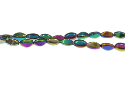 8 x 6mm Luster Electroplated Twisted Oval Glass Bead, 12" string
