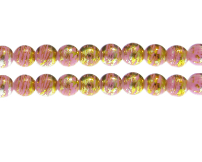 10mm Pink Prettiness Abstract Glass Bead, approx. 17 beads