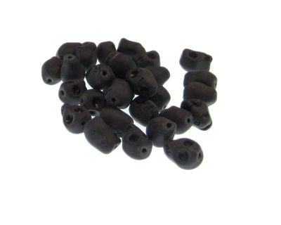 (image for) Approx. 1oz. x 8x6mm Black Matte Skull Glass Beads - Click Image to Close