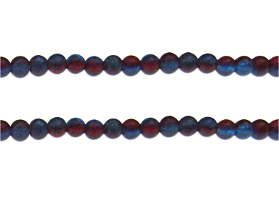 6mm Red/Blue Crackle Frosted Duo Bead, approx. 46 beads