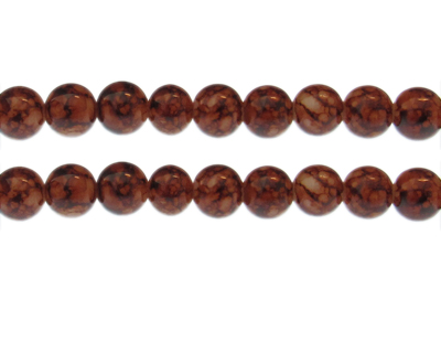 10mm Brown Marble-Style Glass Bead, approx. 21 beads
