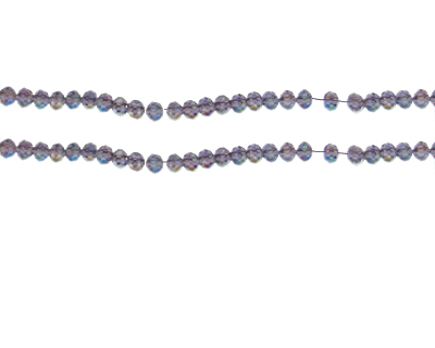 (image for) 4 x 3mm Purple AB Finish Faceted Rondelle Bead, 8" string
