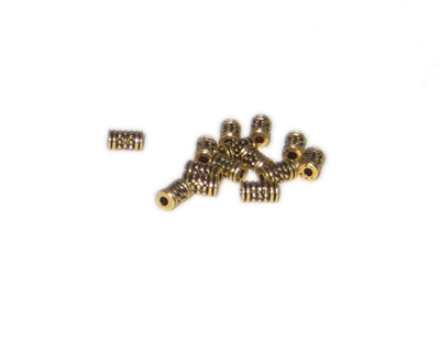 (image for) 8 x 4mm Gold Tube Etched Metal Spacer Bead, 15 beads