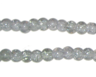 6mm Silver Crackle Glass Bead, approx. 74 beads