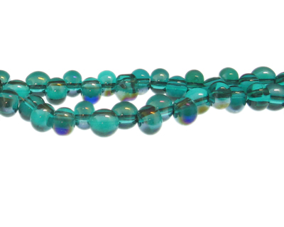 (image for) 8 x 6mm Dark Green/Blue Drop Glass Bead, 22" string - Click Image to Close