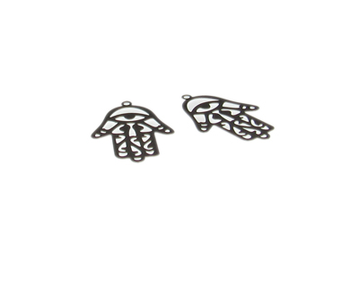(image for) 30 x 20mm Hamsa Silver Metal Pendant, 2 pendants