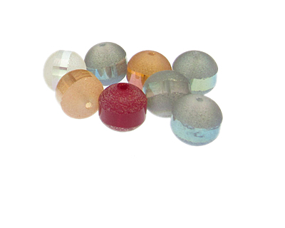 12mm Random Frosted w/ Line Glass Bead, 8 beads
