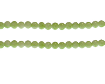 6mm Light Green Marble-Style Glass Bead, approx. 72 beads