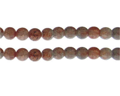 (image for) 8mm Burnt Orange/Gray Duo-Style Glass Bead, approx. 35 beads