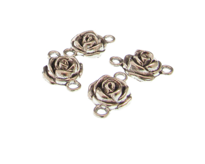 (image for) 24 x 16mm Rose Silver Metal Link, 4 links - Click Image to Close