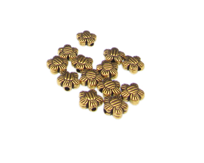 6mm Flower Metal Gold Spacer Bead, approx. 12 beads