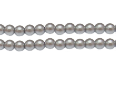 8mm Bright Silver Glass Pearl Bead, approx. 56 beads
