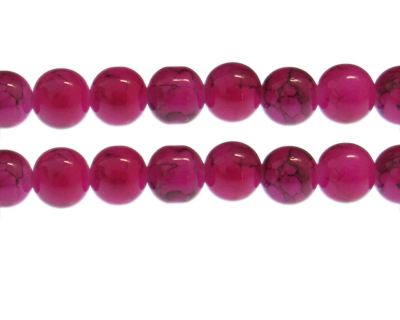 12mm Crimson Marble-Style Glass Bead, approx. 17 beads