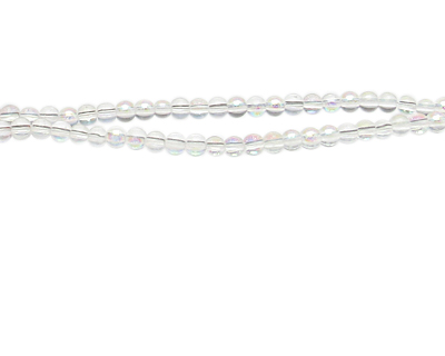 4mm Clear AB Finish Pressed Glass Bead, 14" string