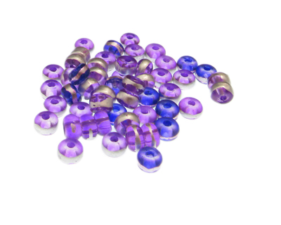 (image for) Approx. 1oz. x 6x4mm Purple Rondelle Glass Bead w/Silver Line - Click Image to Close