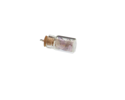 24 x 10mm Amethyst Gemstone Chips in Glass Bottle with cork