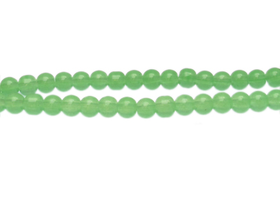 6mm Green Brush Jade-Style Glass Bead, approx. 77 beads