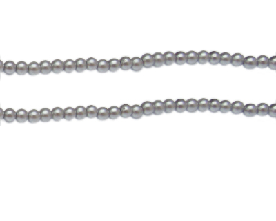 4mm Bright Silver Glass Pearl Bead, approx. 113 beads