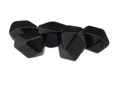 (image for) 18 x 14mm Black Onyx Faceted Gemstone Bead, 5 beads