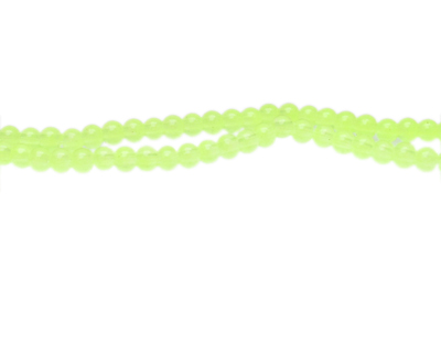 4mm Neon Yellow Jade-Style Glass Bead, approx. 107 beads