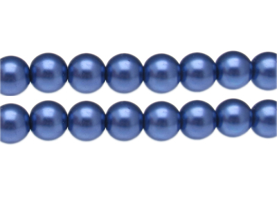 12mm Navy Glass Pearl Bead, approx. 18 beads