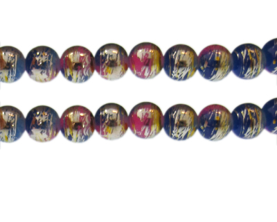 (image for) 10mm Fiesta Abstract Glass Bead, approx. 17 beads - Click Image to Close