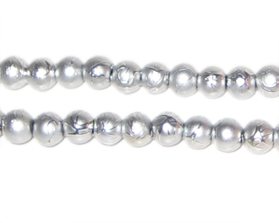 (image for) 6mm Drizzled Silver Bead, approx. 43 beads - Click Image to Close
