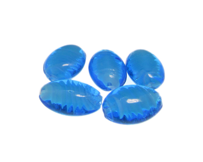 24 x 16mm Turquoise Oval Lampwork Glass Bead, 5 beads