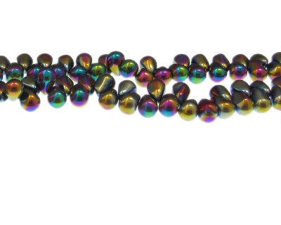 8 x 4mm Luster Electroplated Drop Glass Bead, 12" string