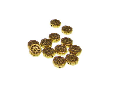 (image for) 8mm Flower Gold Metal Spacer Bead, approx. 12 beads - Click Image to Close