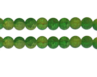 10mm 2xGreens Crackle Frosted Duo Bead, approx. 17 beads