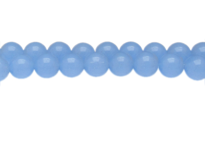 10mm Sky Blue Semi-Opaque Glass Bead, 16" string