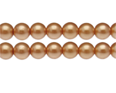 12mm Soft Gold Glass Pearl Bead, approx. 18 beads