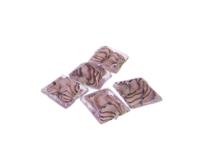 16mm Pink Square Lampwork Glass Bead, 5 beads