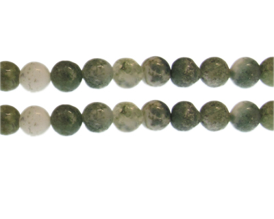 10mm Green/White Gemstone Bead, approx. 20 beads