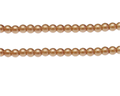 6mm Soft Gold Glass Pearl Bead, approx. 78 beads