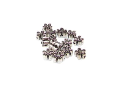 (image for) 6mm Silver Flower Metal Spacer Bead, approx. 15 beads