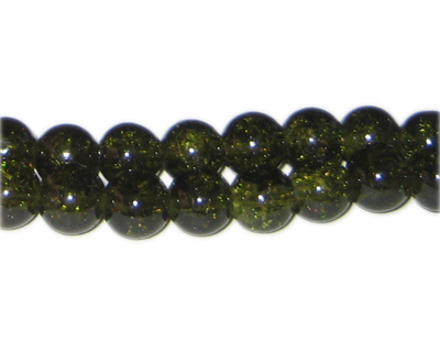 10mm Olive Crackle Glass Bead, approx. 21 beads