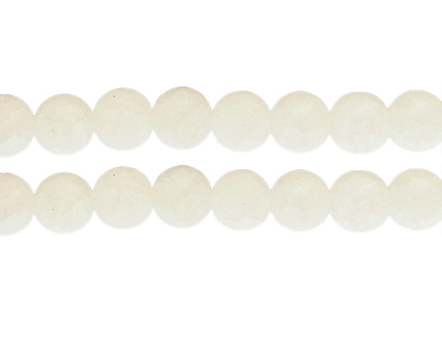 12mm White Gemstone-Style Glass Bead, approx. 13 beads
