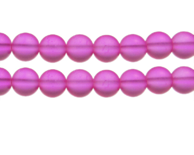 12mm Magenta Sea/Beach-Style Glass Bead, approx. 13 beads