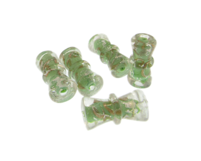 (image for) 26 x 12mm Pale Green Column Lampwork Glass Bead, 5 beads