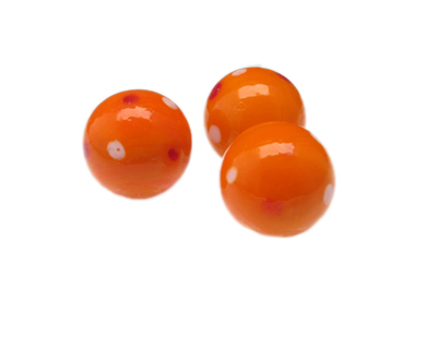 24mm Orange Floral Lampwork Glass Bead, 1 bead, NO Hole