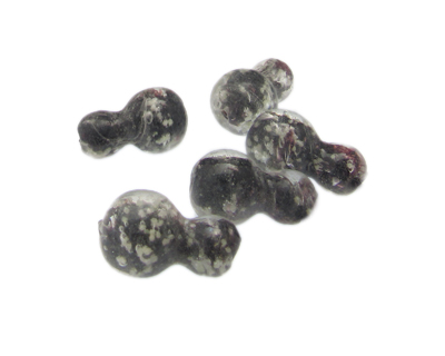 22 x 14mm Black Bowling Pin Lampwork Glass Bead, 5 beads