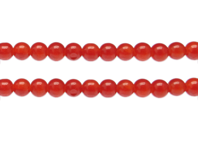 8mm Deep Orange Gemstone-Style Glass Bead, approx. 37 beads