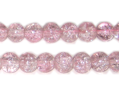 8mm Baby Pink Crackle Glass Bead, approx. 55 beads