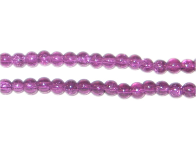4mm Plum Crackle Glass Bead, approx. 105 beads