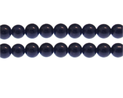 10mm Navy Solid Color Glass Bead, approx. 20 beads