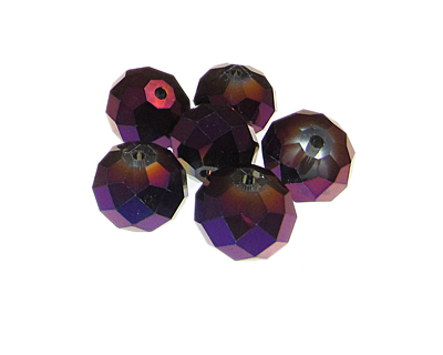 (image for) 16 x 12mm Luster Electroplated Rondelle Glass Bead, 5 beads - Click Image to Close