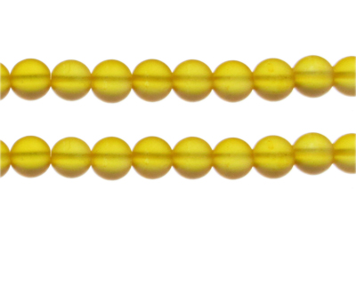 10mm Yellow Sea/Beach-Style Glass Bead, approx. 16 beads