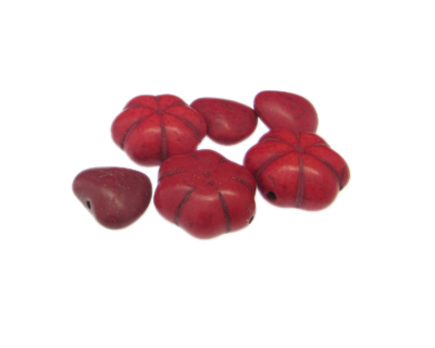 Red Dyed Turquoise Heart/Flower Bead Mix, 6 beads Red Dyed Turquoise Heart/Flower Bead Mix, 6 beads